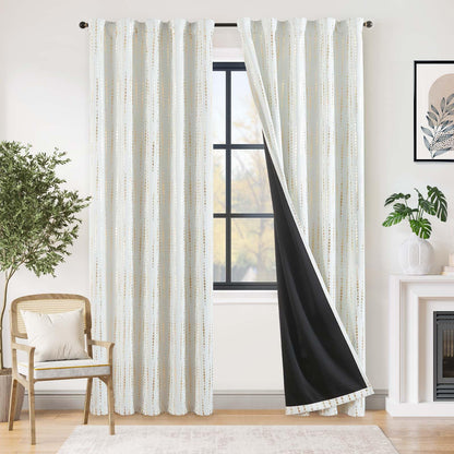 jinchan Boho Blackout Curtains 63 Inch Length Moon Phase Printed Drapes