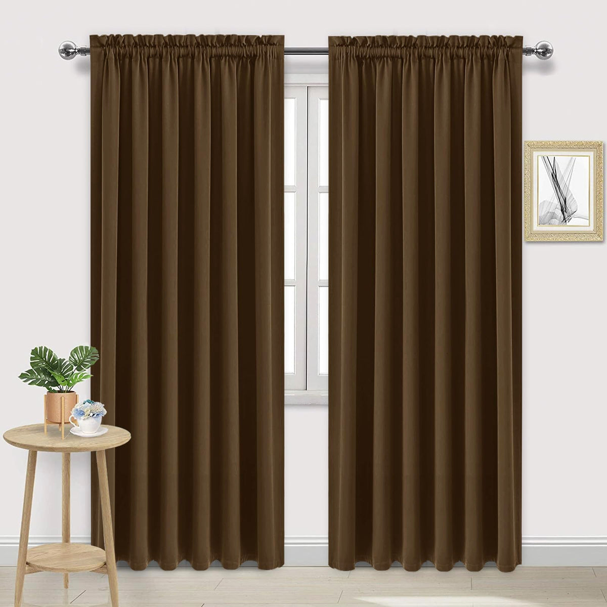 DWCN Blackout Curtains for Bedroom Living Room 42 x 63 Inch Long Black