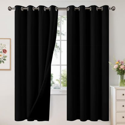 YoungsTex Black Blackout Curtains for Bedroom, Thermal Drapes Heat Blocking