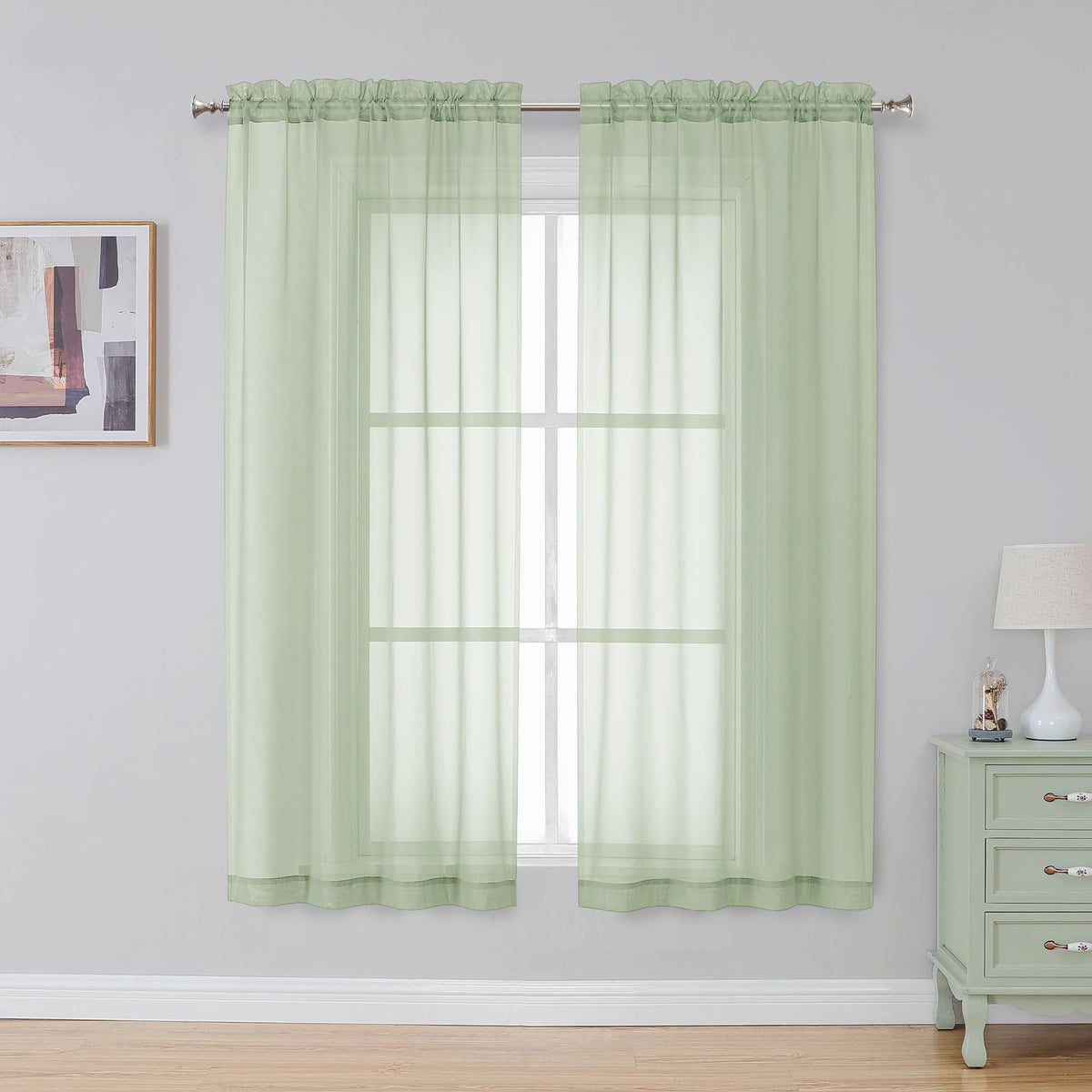 Simplebrand Black Sheer Curtains 84 Inches Long 2 Panels for Living Room