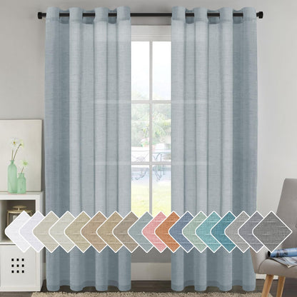H.VERSAILTEX Natural Linen Sheer Curtains 84" 2 Panels Grommet
