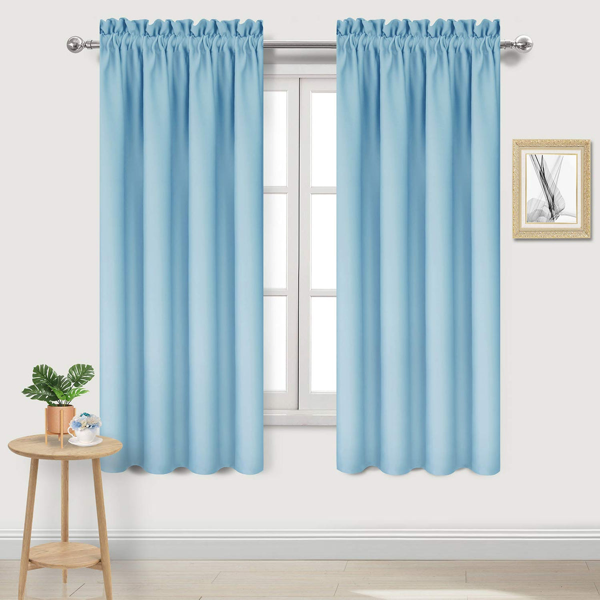 DWCN Blackout Curtains for Bedroom Living Room 42 x 63 Inch Long Black