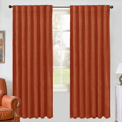 BGment Olive Green Velvet Blackout Curtains 52 x 84 Inch Length, 2 Panels