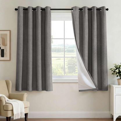 H.VERSAILTEX 100% Blackout Curtains for Bedroom 84 Inches Long Grommet Linen Face Full Light Blocking Curtain Drapes for Living Room Thermal Linen Look Curtains 2 Panels Set, 52" W x 84" L, Navy