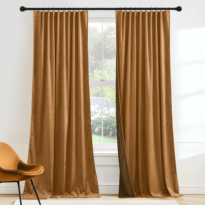RYB HOME Sage Green Velvet Curtains 84 inches for Bedroom Living Room
