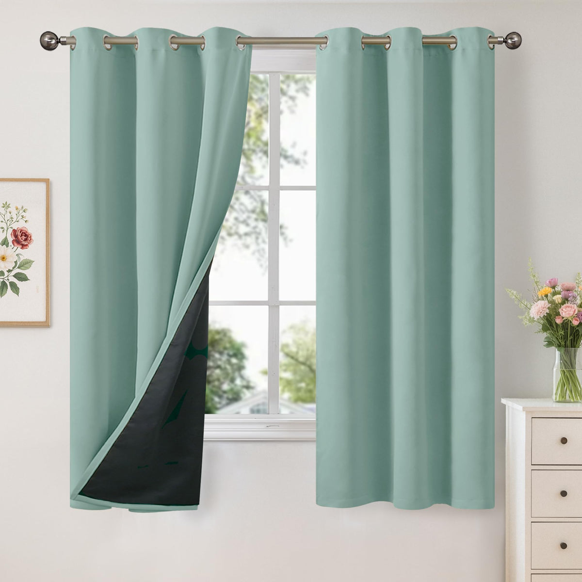 YoungsTex Black Blackout Curtains for Bedroom, Thermal Drapes Heat Blocking