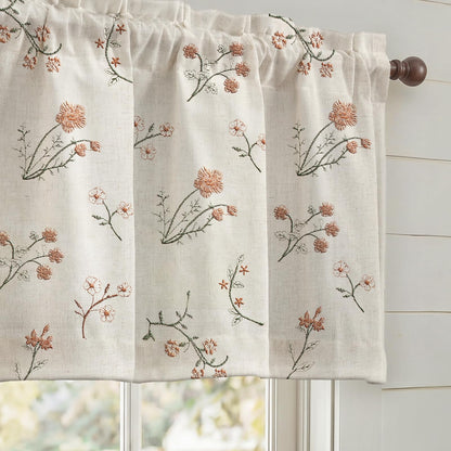 Boho Floral 100% Blackout Curtains 84 Inch 2 Panels Linen Texture