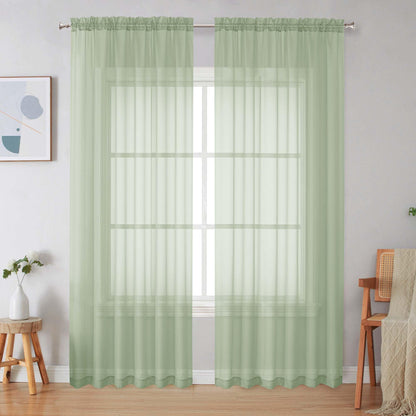 Simplebrand Black Sheer Curtains 84 Inches Long 2 Panels for Living Room