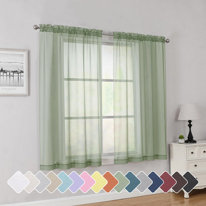 Simplebrand Black Sheer Curtains 84 Inches Long 2 Panels for Living Room
