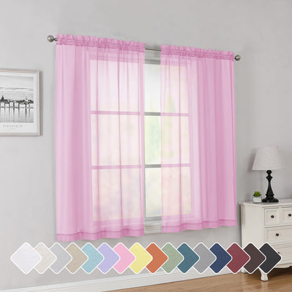 Simplebrand Black Sheer Curtains 84 Inches Long 2 Panels for Living Room