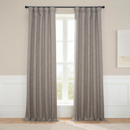 Faux Linen Curtains for Living Room (1 Panel) - 50W X 108L, Birch Taupe