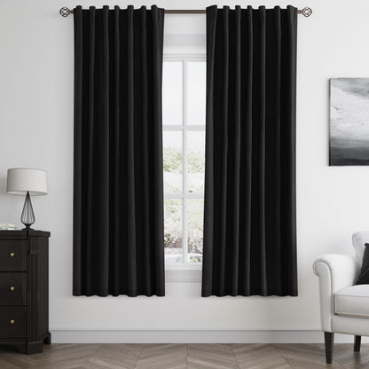 Guken Cream Linen Blackout Curtains 84 Inch Length 2 Panels Set for Living Room Bedroom Back Tab Thermal Insulated 100% Black Out Drapes Room Darkening Window Curtain Ivory Natural Beige