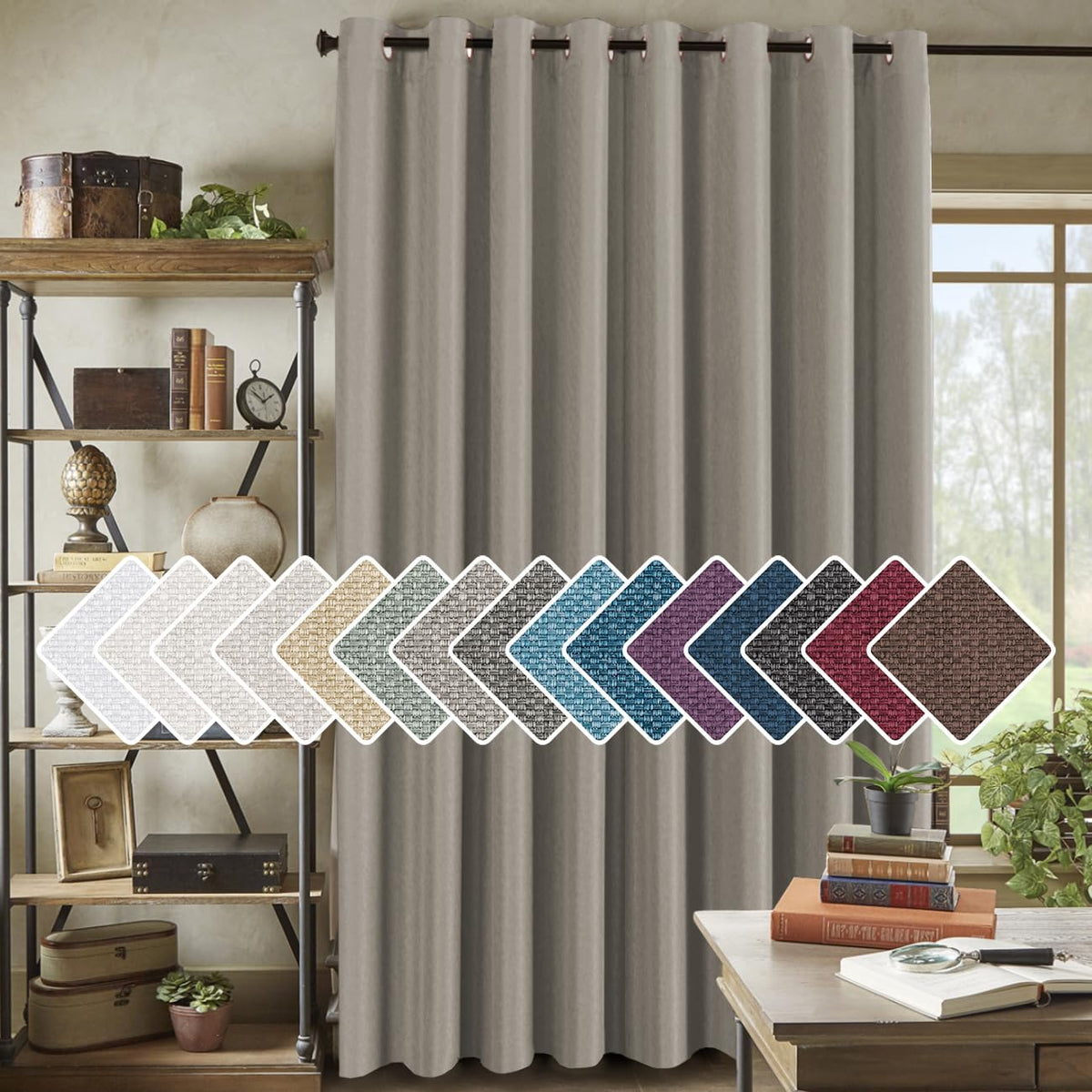 H.VERSAILTEX Linen Blackout Curtain 84 Inches Long for Bedroom/Living Room Thermal Insulated Grommet Linen Look Curtain Drapes Primitive Textured Burlap Effect Window Drapes 1 Panel - Heather Ivory
