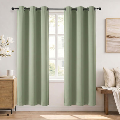 Simplebrand Sage Green Blackout Curtains 84 Inch Length 2 Panels Set for Bedroom/Living Room, Solid Room Darkening Thermal Insulated Grommet Energy Saving Window Treatment Drapes, Each 52" Wide