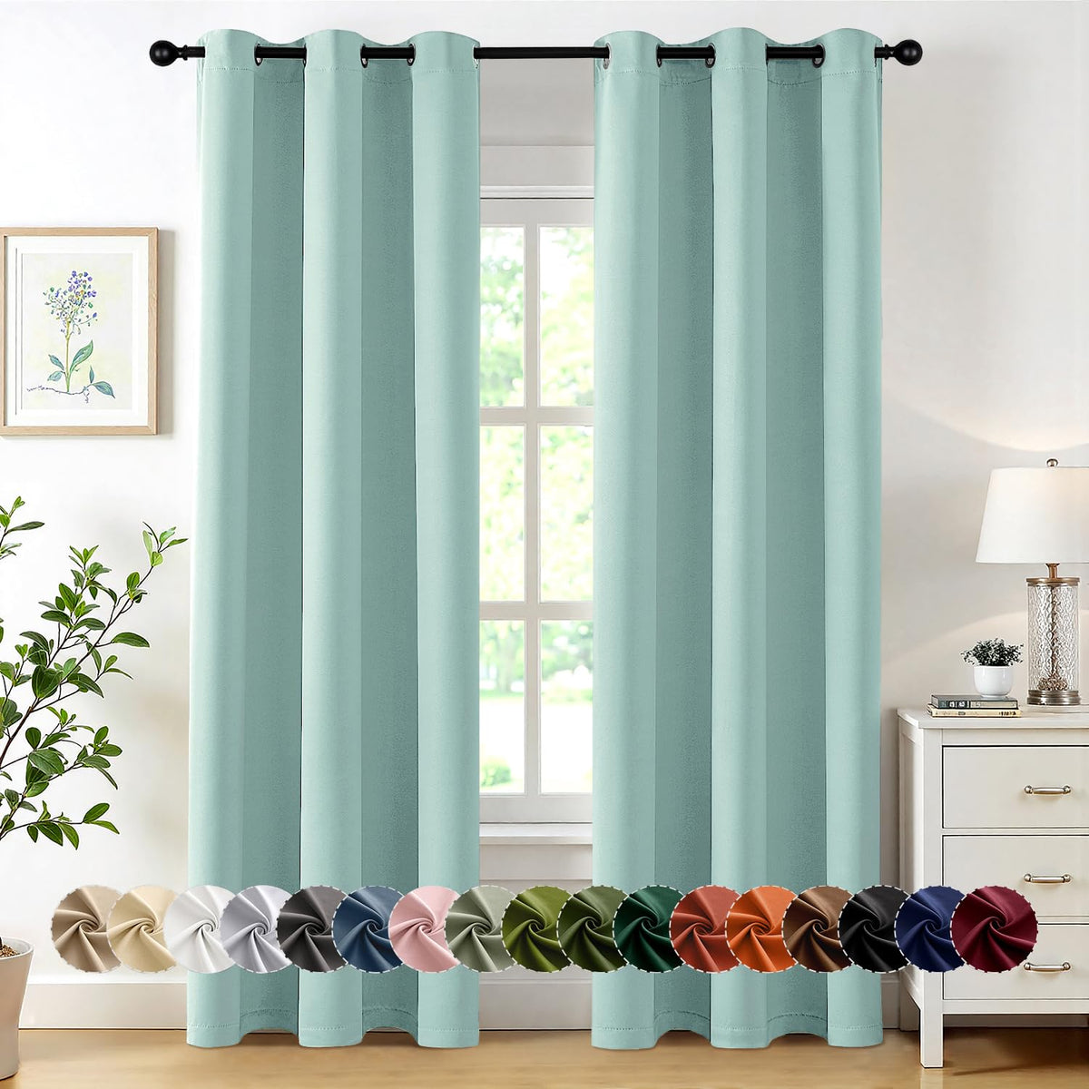 MIULEE Blackout Curtains for Bedroom 2 Panels 40 x 63 Inch Long Navy Blue