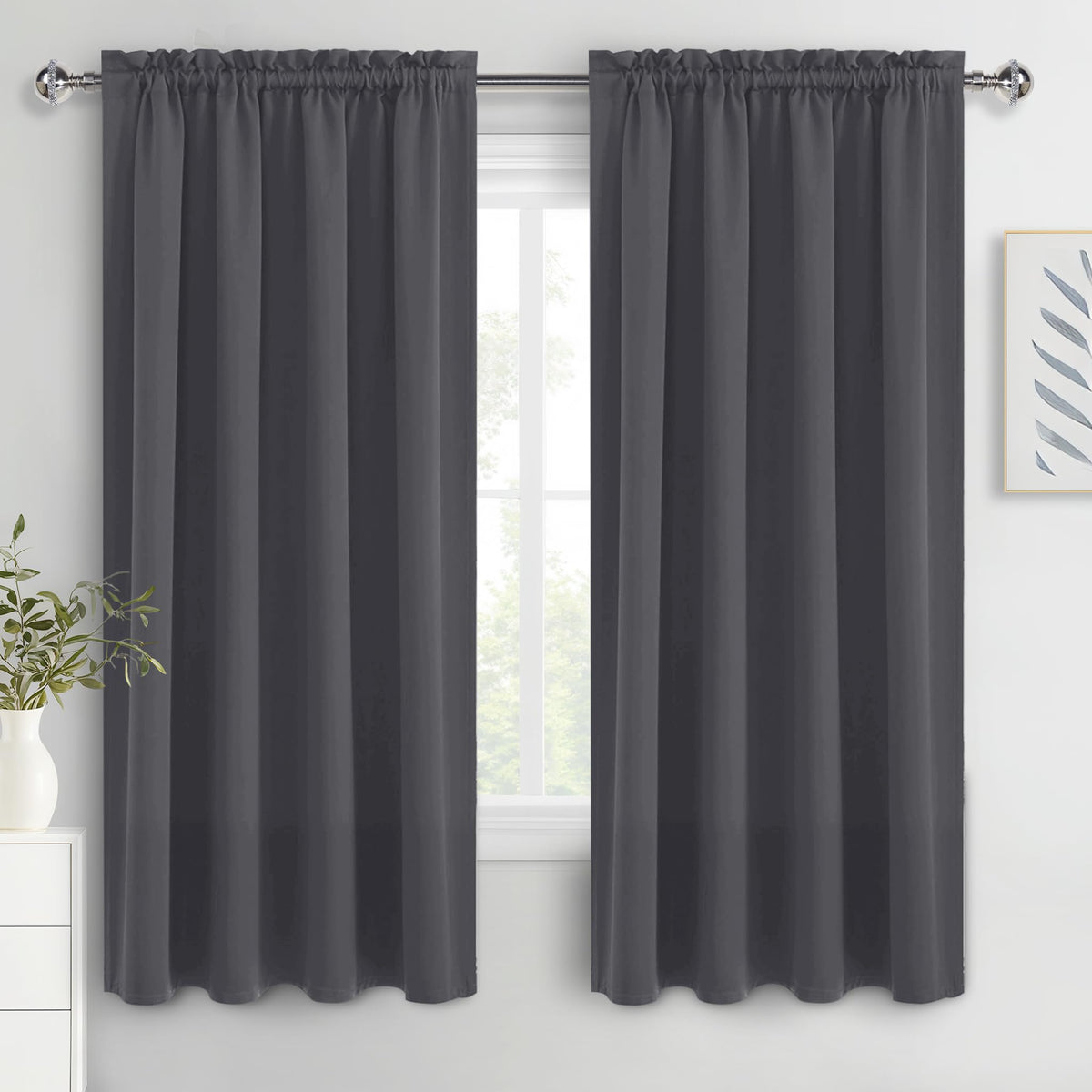 DWCN Blackout Curtains for Bedroom Living Room 42 x 63 Inch Long Black