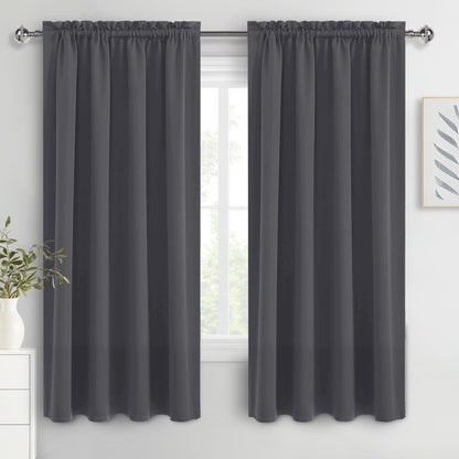 DWCN Blackout Curtains for Bedroom Living Room 42 x 63 Inch Long Black