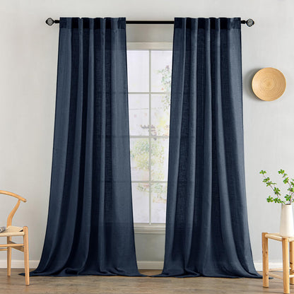 MIULEE Natural White Linen Curtains 52x84 Inch Long for Bedroom Living Room