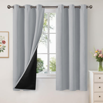 YoungsTex Black Blackout Curtains for Bedroom, Thermal Drapes Heat Blocking
