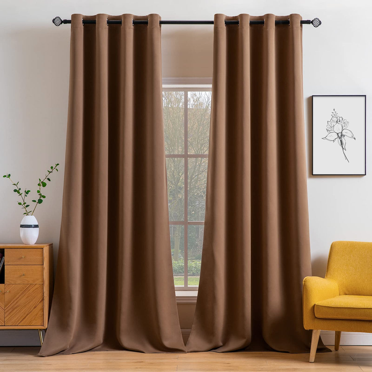 MIULEE Light Pink Blackout Bedroom Curtains Drapes 84 Inch Long 52"x84"