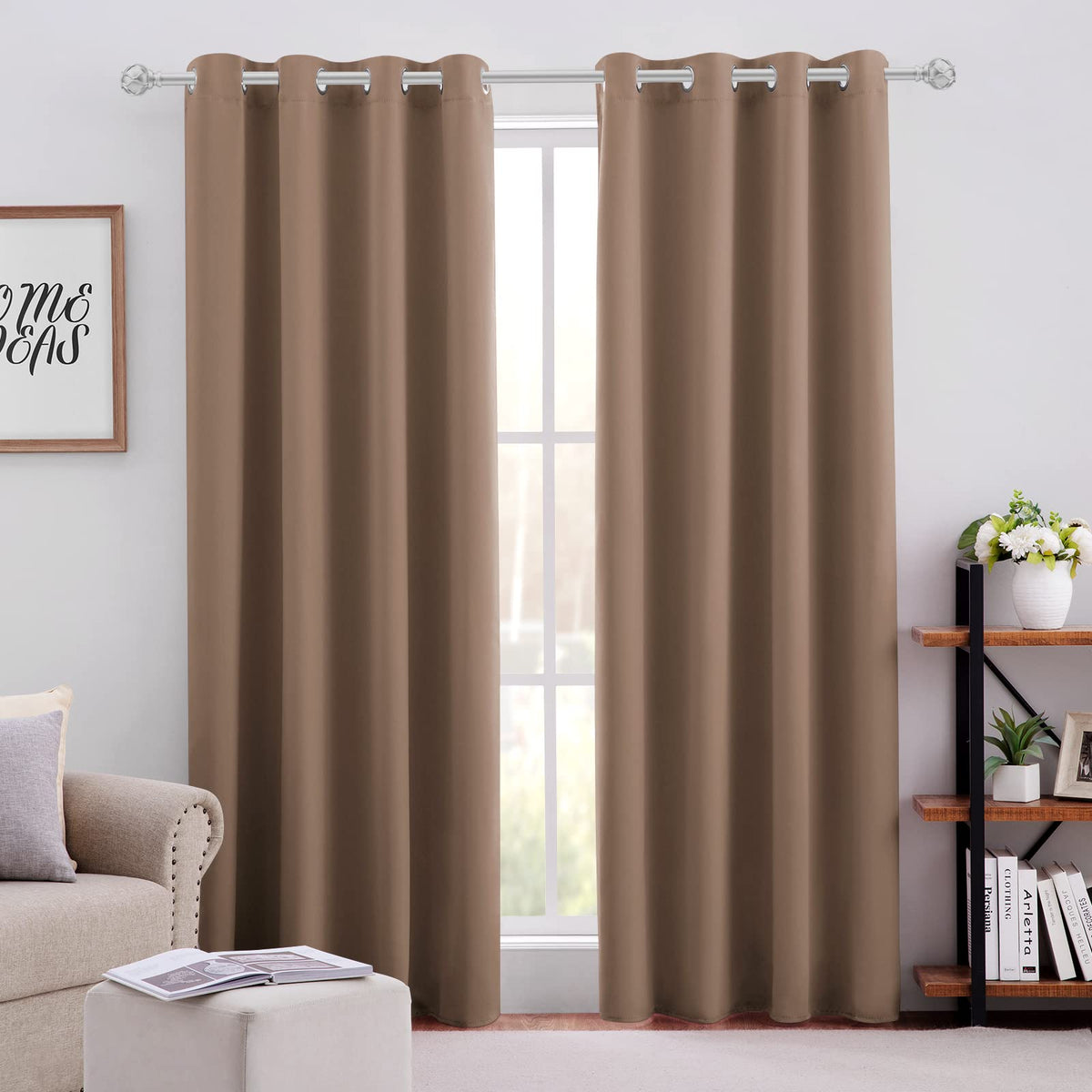 HOMEIDEAS Blackout Curtains for Bedroom 52 X 84 Inch Long 2 Panels Set Light Grey/Gray Room Darkening Curtains/Drapes, Soundproof Thermal Grommet Window Curtains for Living Room