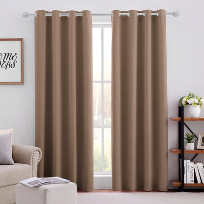 HOMEIDEAS Blackout Curtains for Bedroom 52 X 84 Inch Long 2 Panels Set Light Grey/Gray Room Darkening Curtains/Drapes, Soundproof Thermal Grommet Window Curtains for Living Room