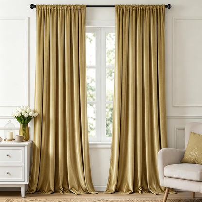 MIULEE Dusty Rose Pink Velvet Room Darkening Curtains for Bedroom W52 x L84