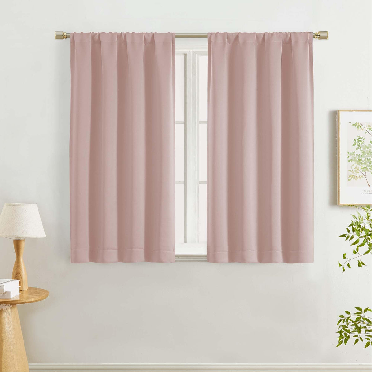 Lecloud Sage Green Room Darkening Curtains 54 Inch Length 2 Panels, Window Curtains for Bedroom, Energy Thermal Insulating Rod Pocket Curtain Drapes for Small Window, 40" W x 54" L