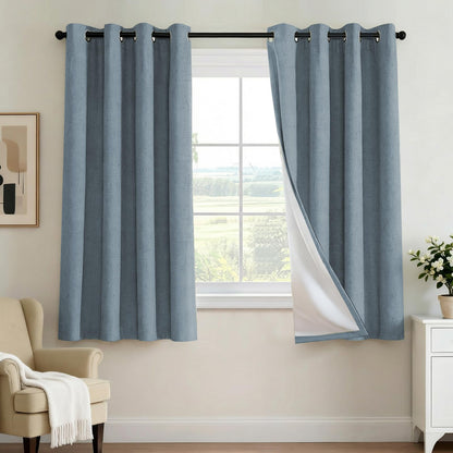 H.VERSAILTEX 100% Blackout Curtains for Bedroom 84 Inches Long Grommet Linen Face Full Light Blocking Curtain Drapes for Living Room Thermal Linen Look Curtains 2 Panels Set, 52" W x 84" L, Navy