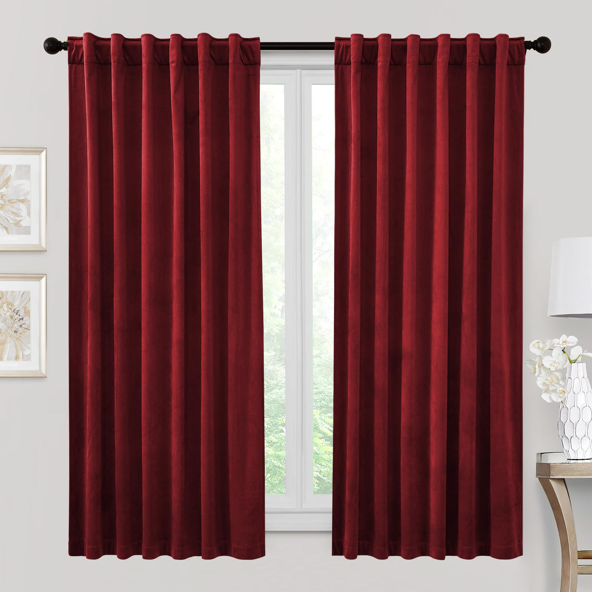 RYB HOME Blue Velvet Blackout Curtains for 84 inches Bedroom Living Room