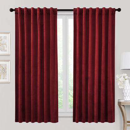 RYB HOME Blue Velvet Blackout Curtains for 84 inches Bedroom Living Room