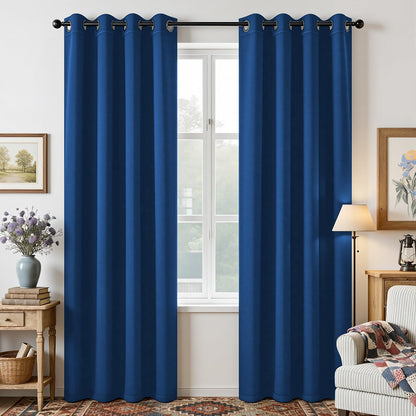 Joydeco Blackout Curtains for Bedroom 84 Inch - Black Out Curtains with Grommets Thermal Insulated Room Darkening Light Blocking, Noise Reducing & Wrinkle-Free Drapes for Living Room Windows, 2 Panels