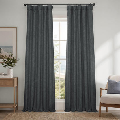 Faux Linen Curtains for Living Room (1 Panel) - 50W X 108L, Birch Taupe
