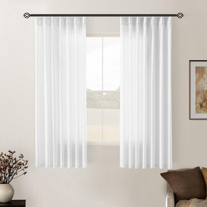 TWODRAPES Natural Pinch Pleated Linen Semi Sheer 84 Inch Curtains 2 Panels