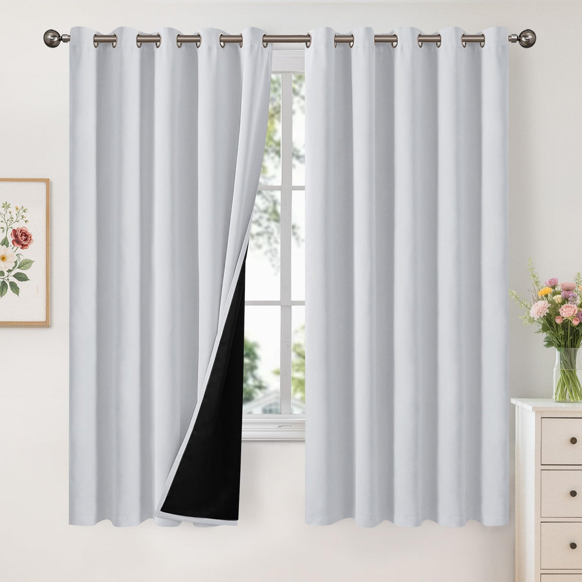 YoungsTex Black Blackout Curtains for Bedroom, Thermal Drapes Heat Blocking