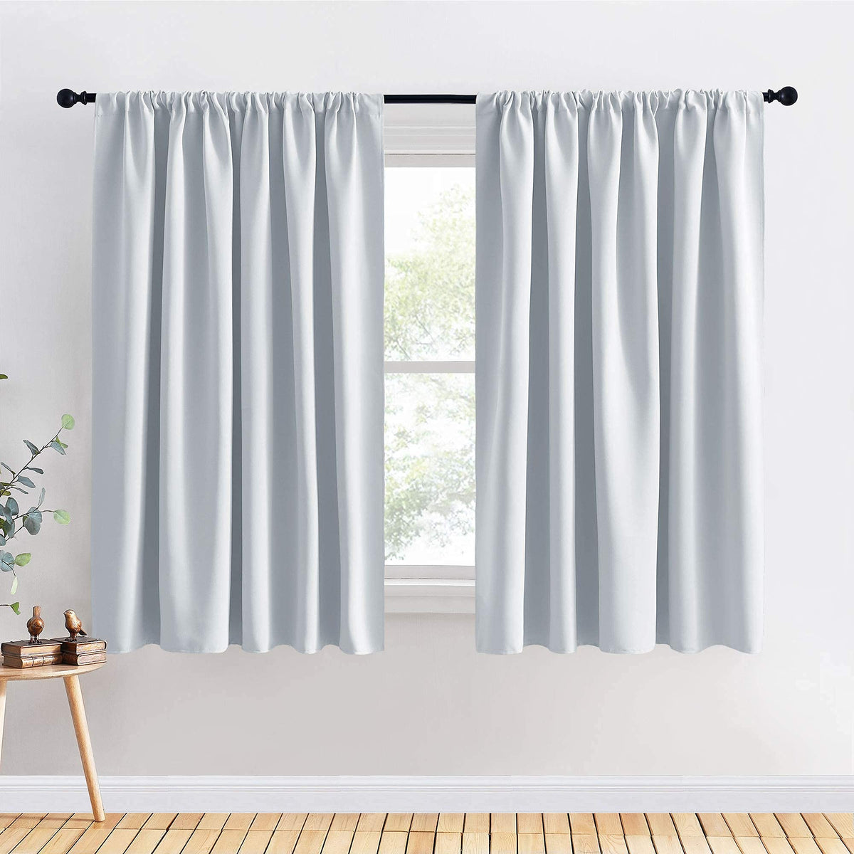 PONY DANCE Black Out Curtains 72 inch Long, Black, 2 Panels