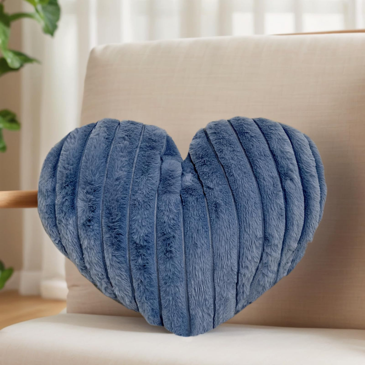 16 Inch White Heart Pillow Cute Fluffy Decorative Throw Pillows for Bed