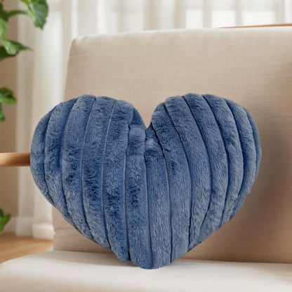 16 Inch White Heart Pillow Cute Fluffy Decorative Throw Pillows for Bed