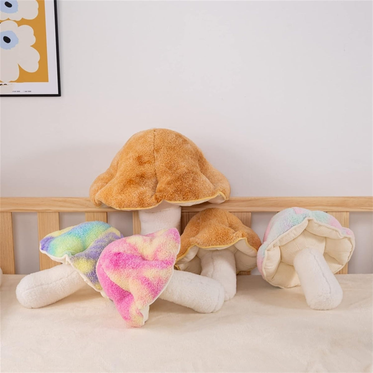 Mushroom Pillow Floor Pillow Sofa Cushion Home Decoration Pillows Reading Pillow (Khaki, 32cm)