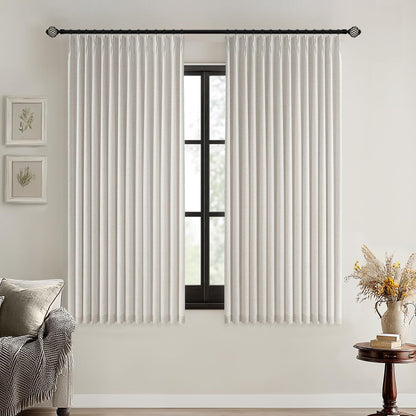 MIULEE Natural Pinch Pleated 100% Blackout Linen Curtains 40x84 Inches