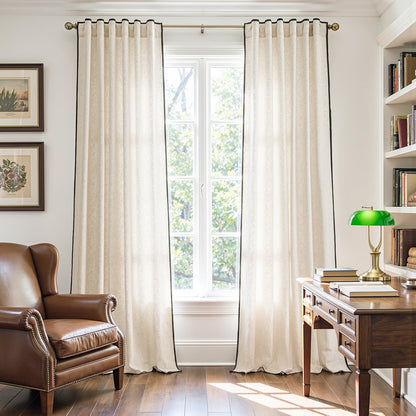 jinchan Linen Curtains Light Filtering Back Tab 50x96 Inch 2 Panels Beige