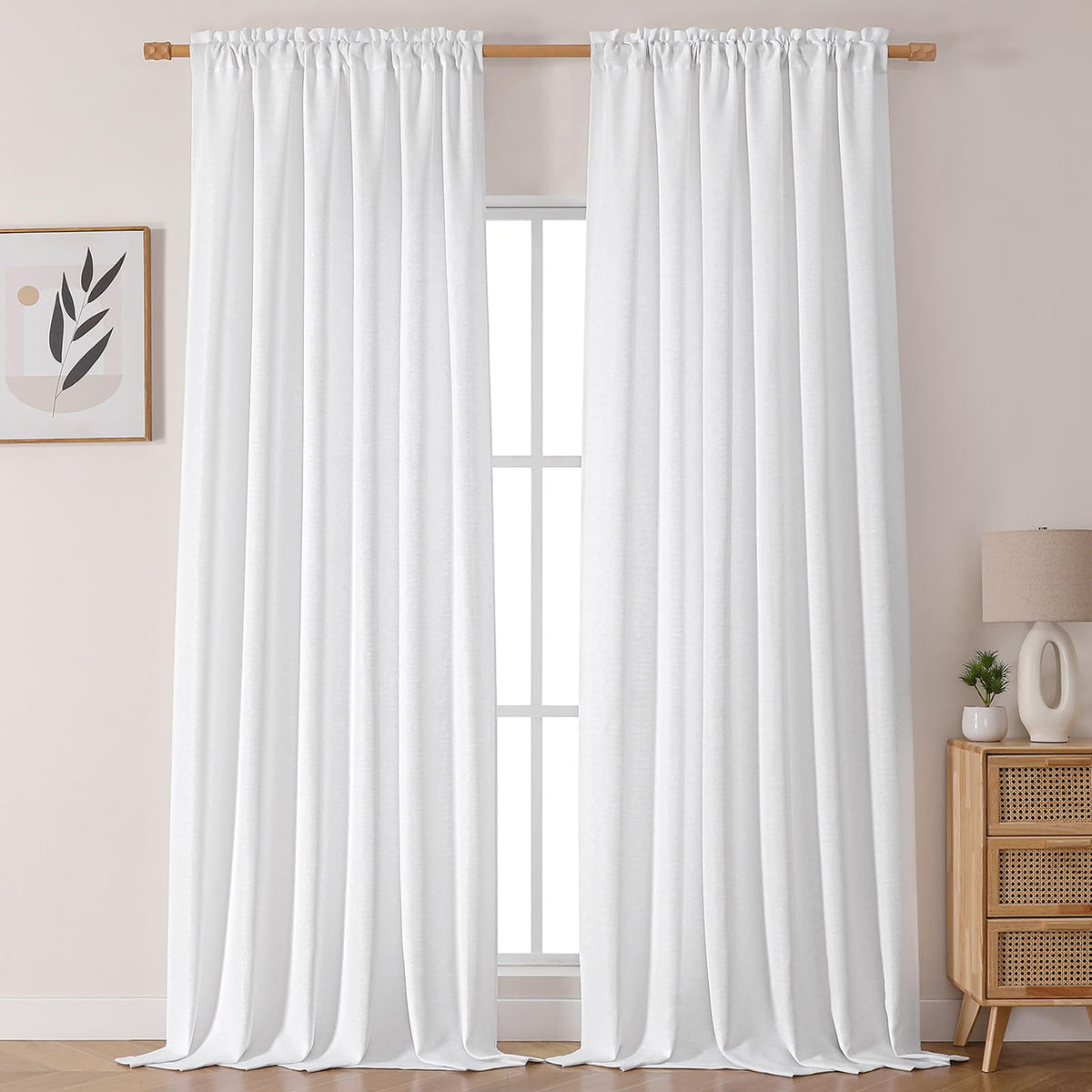 Chyhomenyc White Curtains 84 Inch Length 2 Panels 40Wx84L inches