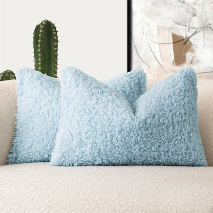 Foindtower Decorative Fuzzy Faux Fur Throw Pillow Covers 24x24 Inch Oatmeal