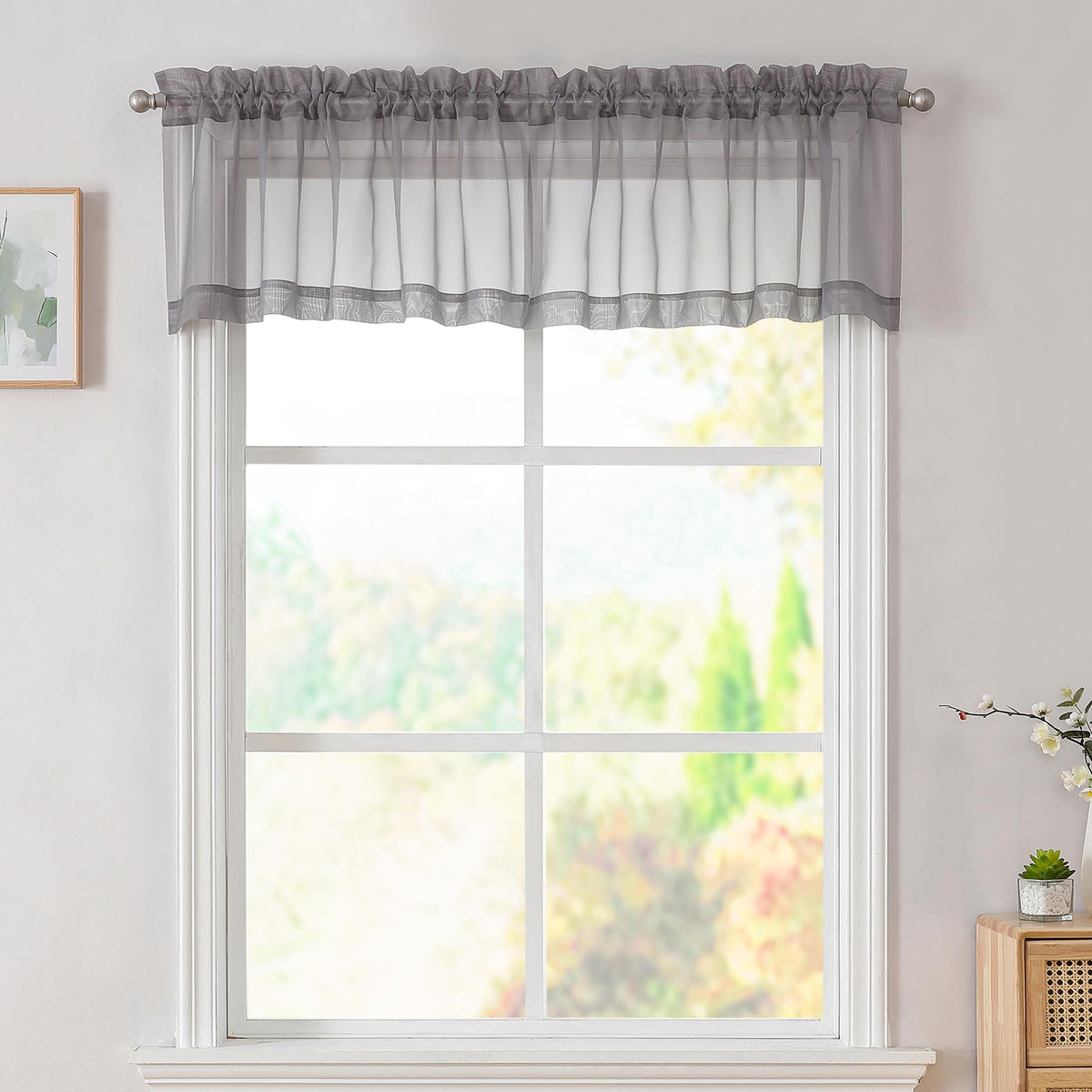 Simplebrand Black Sheer Curtains 84 Inches Long 2 Panels for Living Room