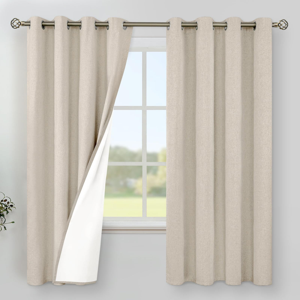 YoungsTex Black Blackout Curtains for Bedroom, Thermal Drapes Heat Blocking
