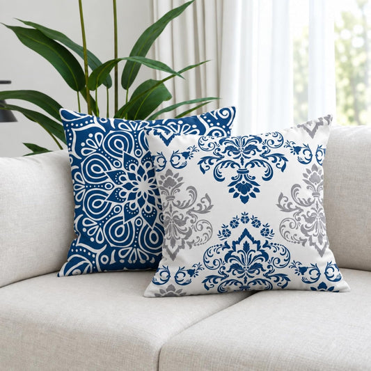 Coliuso Decorative Throw Pillow Covers 18x18 Set of 4, Blue Modern Simple Square Pillow Case Cushion Cover for Sofa Couch Farmhouse Outdoor Living Room (Blue, 18"x18")