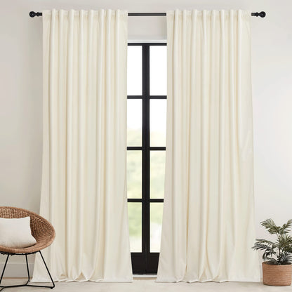 RYB HOME Sage Green Velvet Curtains 84 inches for Bedroom Living Room