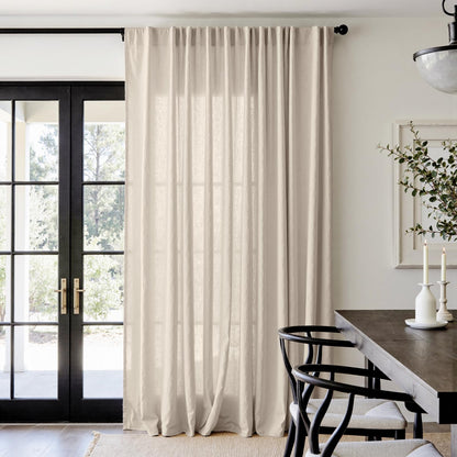 jinchan Linen Curtains Light Filtering Back Tab 50x96 Inch 2 Panels Beige