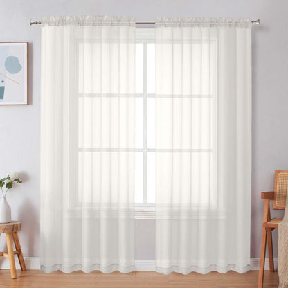 Simplebrand Black Sheer Curtains 84 Inches Long 2 Panels for Living Room