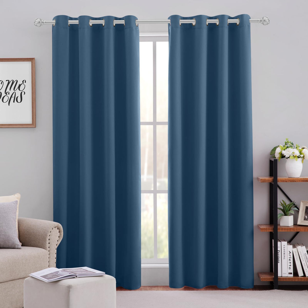 HOMEIDEAS Blackout Curtains for Bedroom 52 X 84 Inch Long 2 Panels Set Light Grey/Gray Room Darkening Curtains/Drapes, Soundproof Thermal Grommet Window Curtains for Living Room